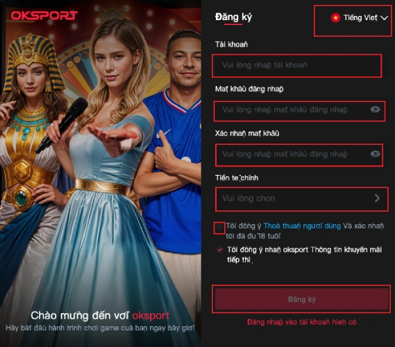 huongdandangkytaikhoanoksport OKSport Sân Chơi Cá Cược Uy Tín Hàng Đầu Hướng Dẫn Đăng Ký Tài Khoản Tại OKSPORT